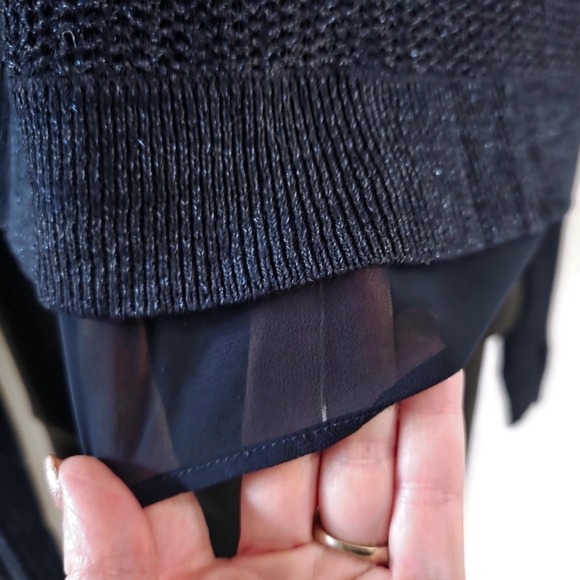 2 for $10 LUCKY BRAND Stretchy Blue Sparkle Sweater M - Picture 5 of 11